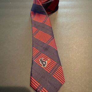 NFL Houston Texans Men's Navy and Red Patterned Thin Tie